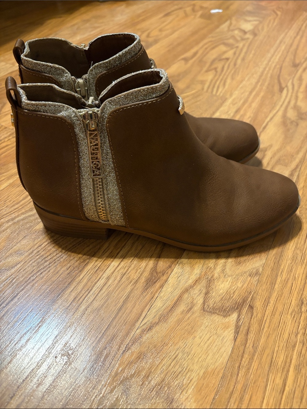 Nautica Brown Kids Ankle Booties with Side Zip